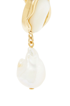 Sybil Drop Earrings, 18k Gold-Plated Brass & Mother of Pearl