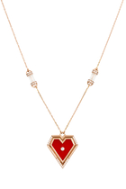 Super Heart Pendant Necklace, 18k Pink Gold with Agate & Diamonds