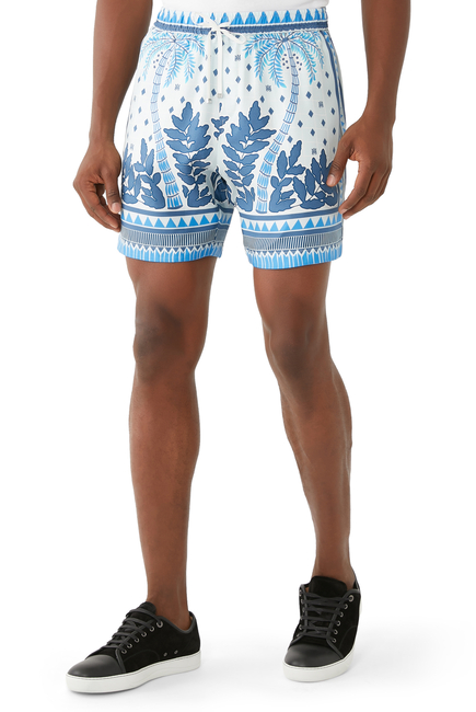 Palm Tree Silk Twill Shorts