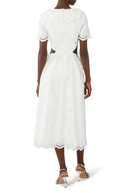 Daisy Cotton Broderie Anglaise Cut Out Midi Dress