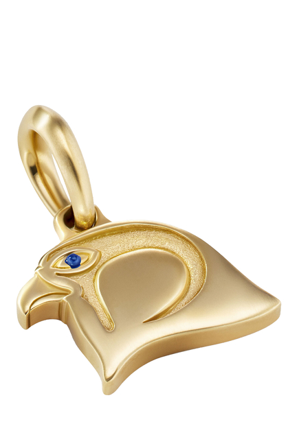 Cairo Falcon Amulet, 18k Yellow Gold & Blue Sapphire