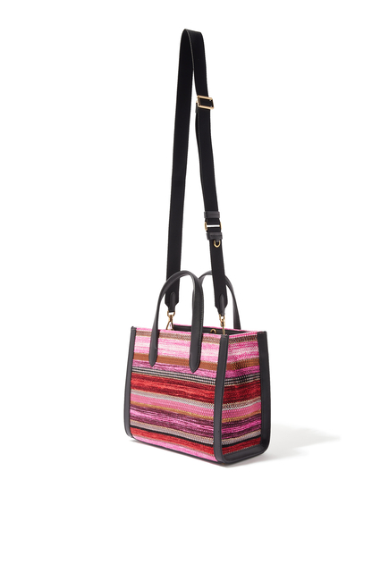 Manhattan Striped Metallic Small Tote Bag