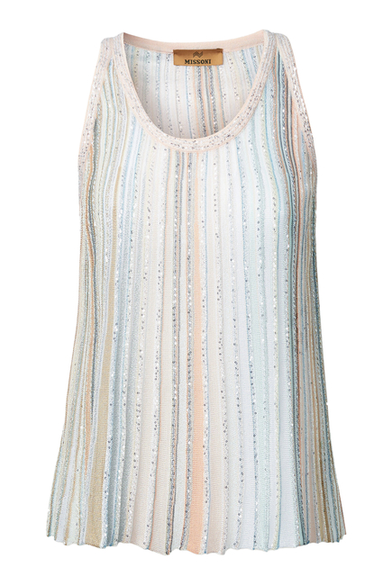 Vertical Stripe Tank Top with Sequins