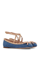 Rockstud Denim Ballerina Flats