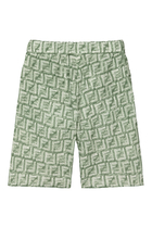 Kids Fringed FF Logo Print Shorts