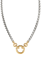 Smooth Amulet Vehicle Box Chain Necklace, Sterling Silver & 18k Gold