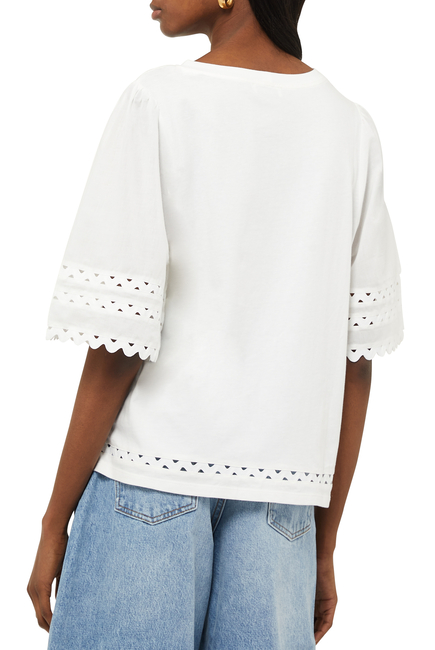 Scalloped-Sleeves Oversized Cotton T-Shirt