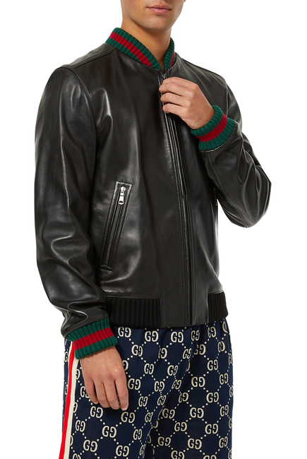 Buy Gucci Leather Bomber Jacket for Mens | Bloomingdale's Kuwait