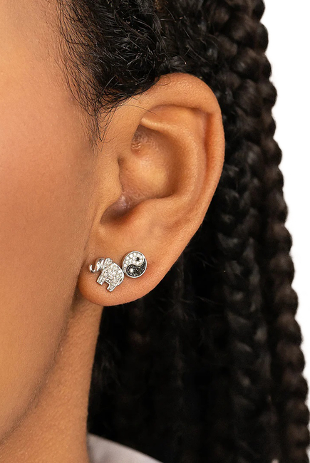 Elephant Mini Single Stud Earring, 14K Gold & Diamond