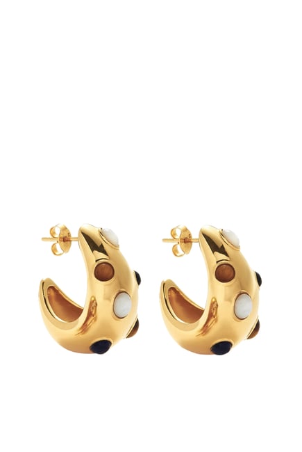 Savi Dome Medium Gemstone Hoop Earrings