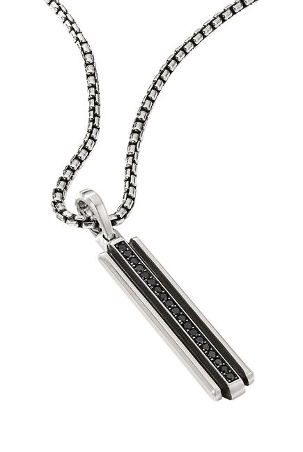 Deco Ingot Tag, Sterling Silver & Diamonds