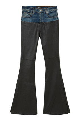 Hybrid Denim and Leather Flared jeans