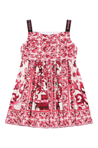 Kids Short Majolica Print Poplin Dress