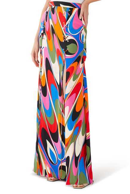 Onde Print Long Skirt