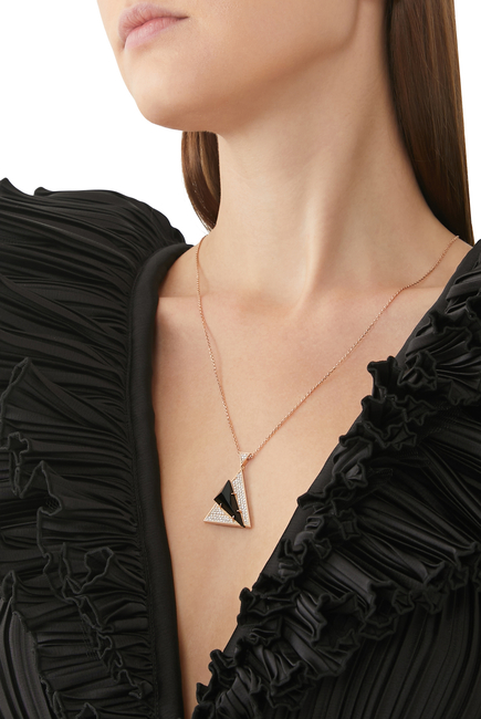 Neutra Aztec Pendant Necklace, 18k Mixed Gold, Diamonds & Black Onyx