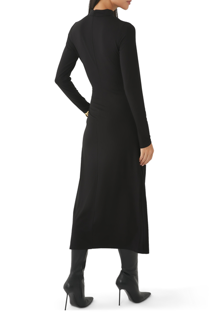 Turtle Neck Ruched Maxi Dress