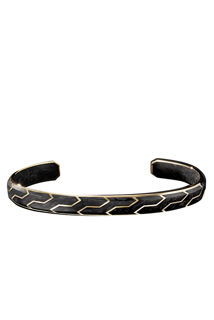 Forged Cuff Bracelet, 18k Yellow Gold & Carbon