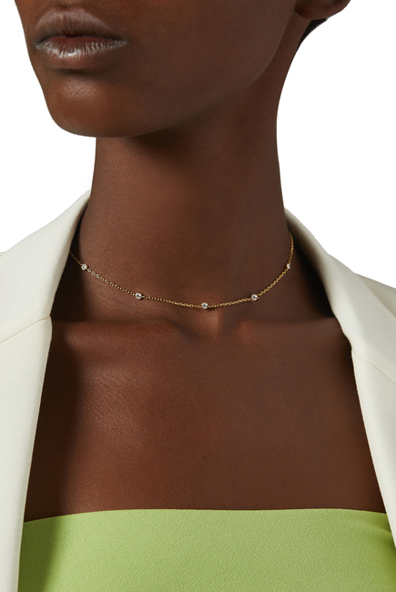 Sparkle Round Choker, 18k Yellow Gold & Diamond