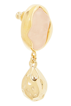 Sybil Drop Earrings, 18k Gold-Plated Brass & Rose Quartz