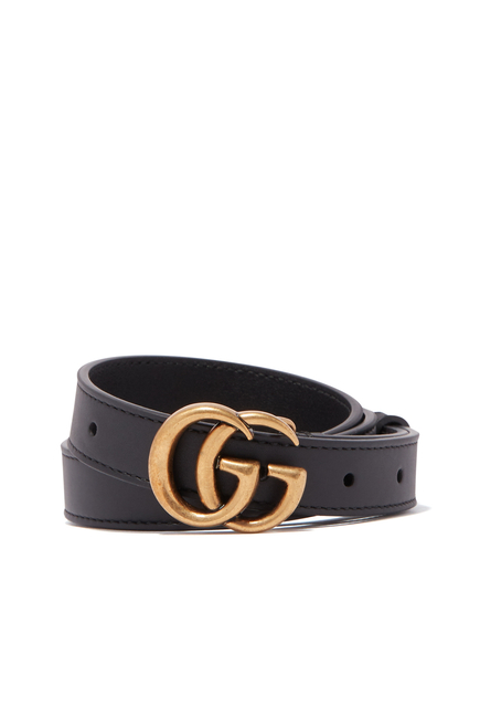 Slim Leather Double G Belt