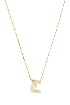 Arabic Letter Necklace, 18k Gold & Diamond