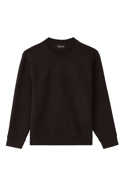 Logo Embossed Double-Jersey Sweatshirt