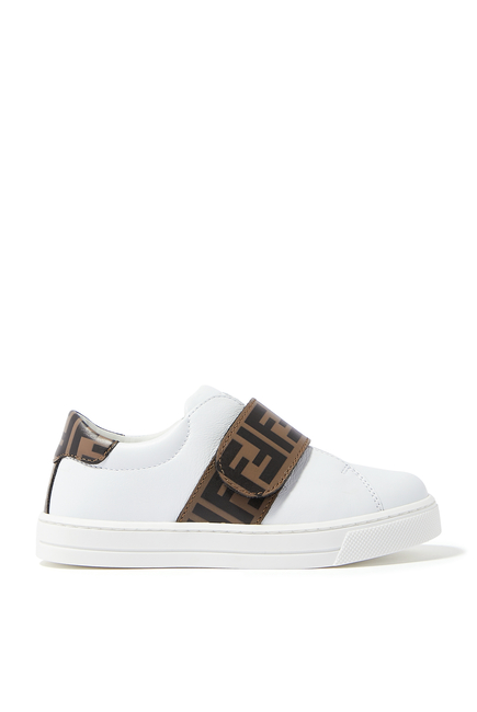 Kids Velcro Logo Monogram Sneakers