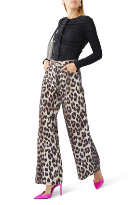 Jozey Leopard Print Wide-Leg Jeans