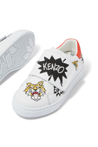 Kids Logo Patch Leather Sneakers