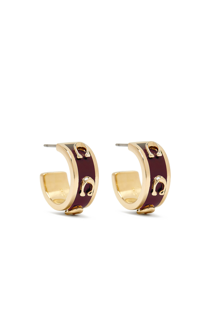 Pegged C Enamel Huggie Earrings