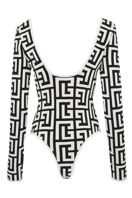 Long Sleeve Monogram Knit Bodysuit
