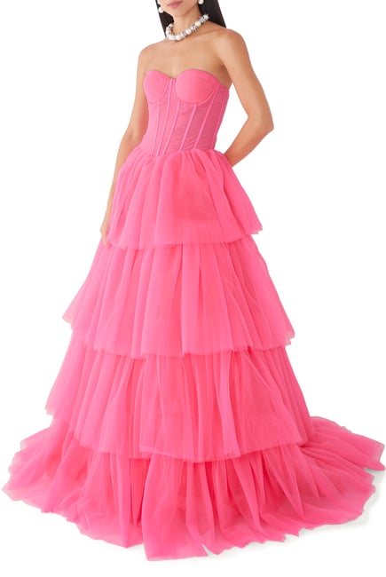 Corset Tiered Tulle Gown