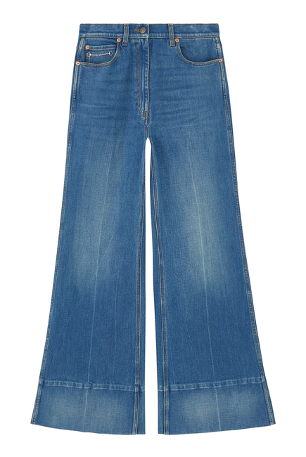 Wide-Leg Washed Jeans