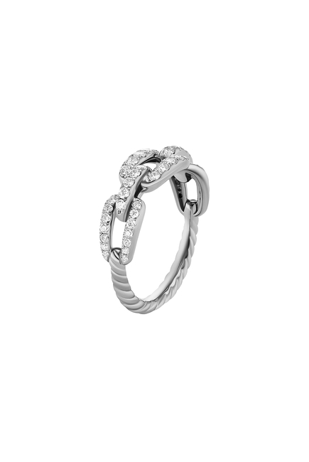 Stax Chain Link Ring, 18k White Gold