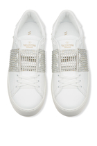  Open Rockstud Leather Sneakers