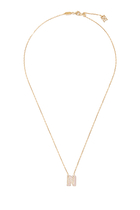 N Letter Pendant Necklace, 18k Yellow Gold with Diamonds & Enamel