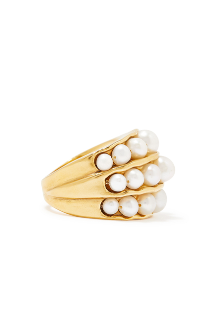 Graine De Gemmes Ring, 24K Gold-Plated & Pearls