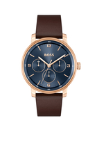 Contender Blue-Dial Watch With Brown Leather Strap