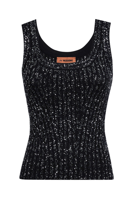 Viscose Blend Tank Top with Sequins