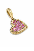 Elements Heart Pendant, 18K Yellow Gold & Pavé Pink Sapphires