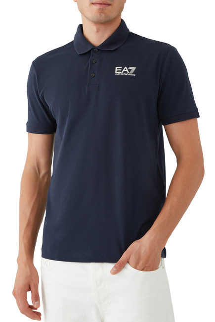 EA7 Logo Cotton Polo Shirt