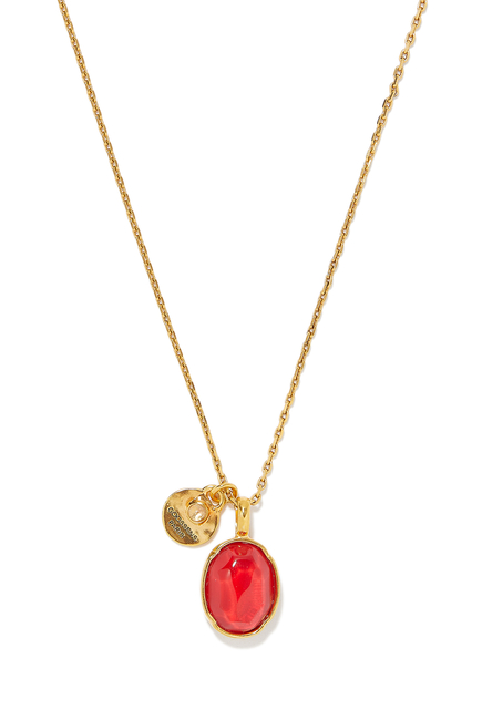 Talisman Cabochons Necklace, 24k Gold-Plated Brass with Rock Crystal