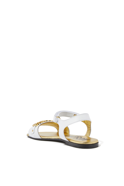 Kids Logo-Plaque Leather Sandals