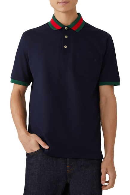 Webbed Collar Polo Shirt
