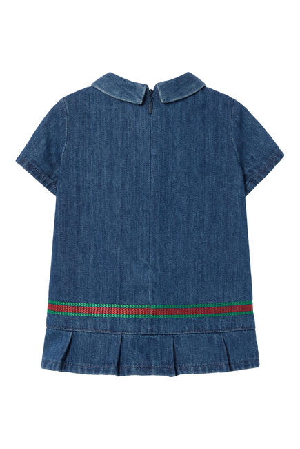 Kids Denim Dress with Web Embroidery