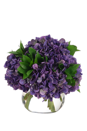 Hydrangea Purple in Glass Vase