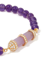 Chakra Medium Horizontal Beaded Bracelet, 18k Yellow Gold with Diamonds & Amethyst