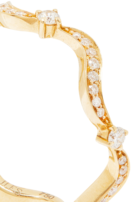 Single Wave Ring , 18k Yellow Gold & Diamonds