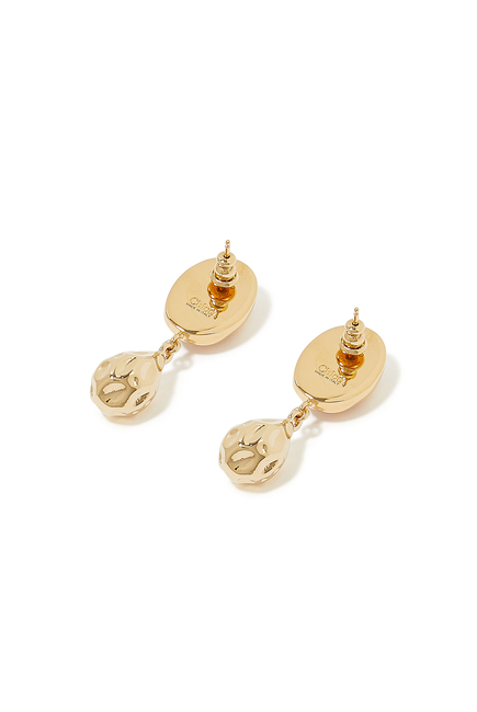 Sybil Drop Earrings, 18k Gold-Plated Brass & Rose Quartz