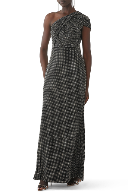 Asymmetric Diamante Maxi Dress